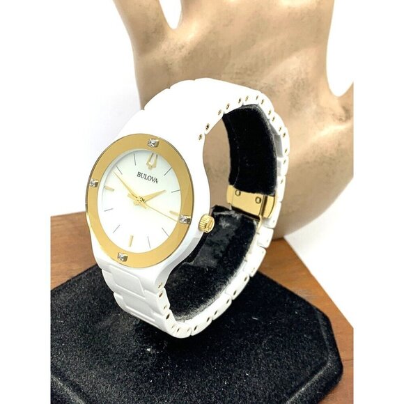 Bulova Women\'s Watch 98R292 Millennia Quartz Gold White Dial Ceramic Dial 35mm main image 13